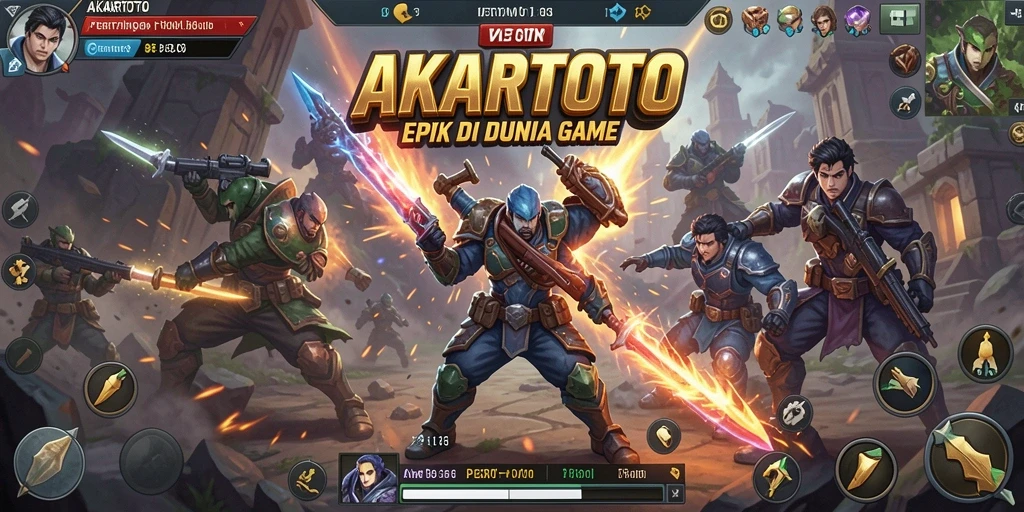 Screenshot utama AKARTOTO menampilkan aksi pertarungan yang mendebarkan.