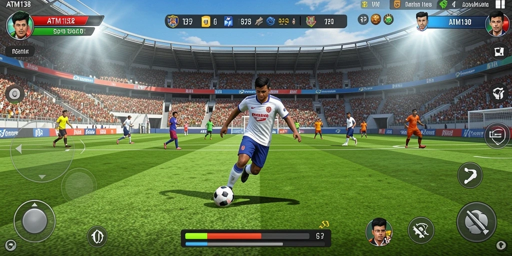 Tampilan gameplay menegangkan di lapangan sepak bola.