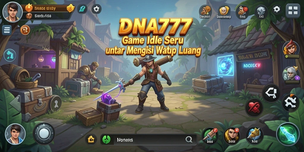 Tampilan screenshot utama menunjukkan gameplay menyenangkan dan mekanisme Idle