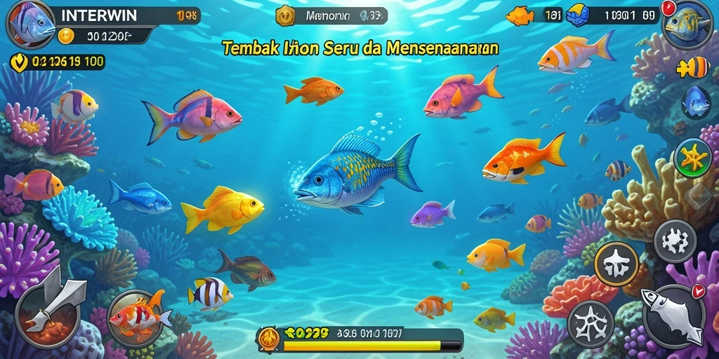 Tampilan gameplay Tembak Ikan seru dalam INTERWIN.