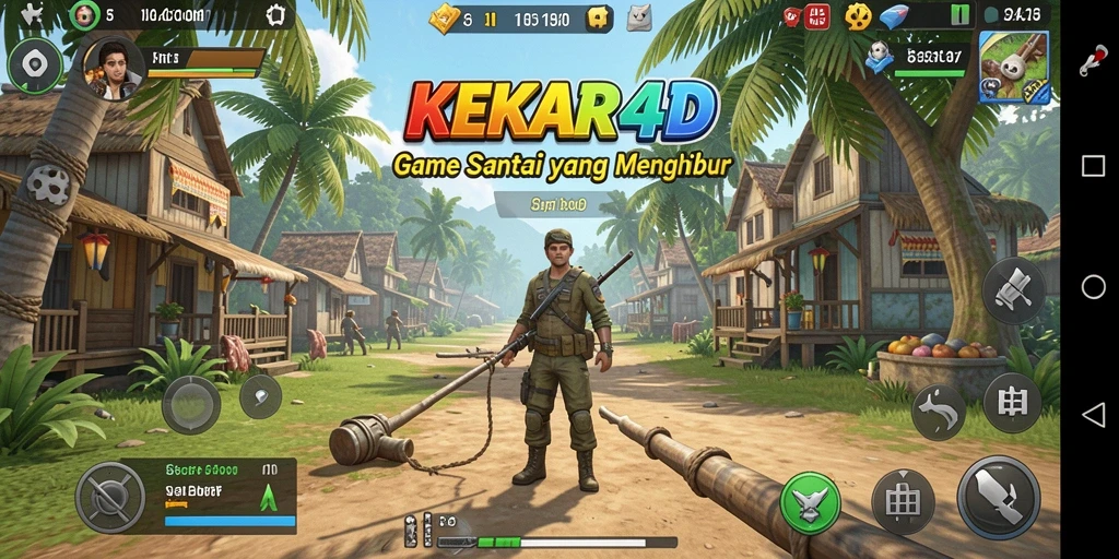 Tangkapan layar gameplay KEKAR4D yang ceria dan penuh warna.