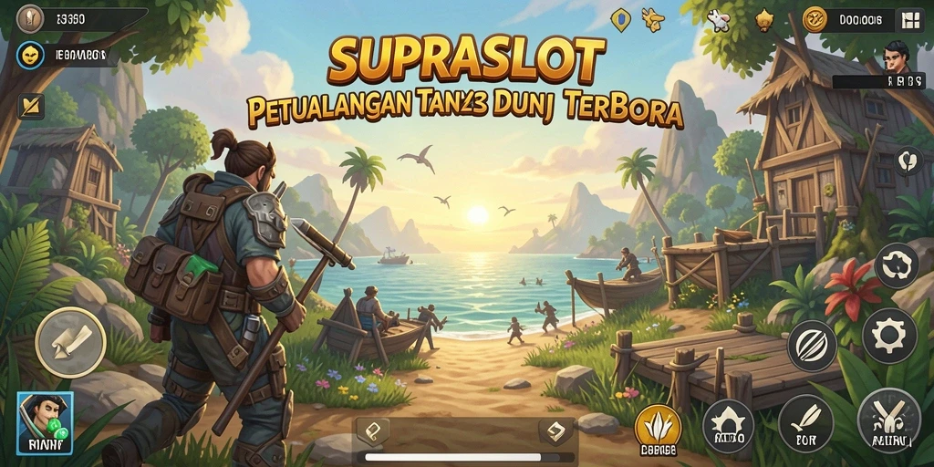 Tampilan gameplay SUPRASLOT yang menakjubkan dengan dunia terbuka.