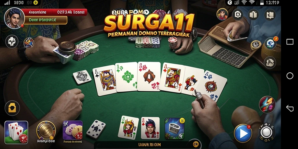 Tampilan gameplay SURGA11 dengan grafis domino yang memukau.
